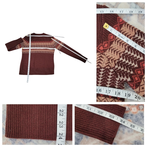 KÜHL Nordik Merino Wool Fair Isle Crewneck Sweater Cinnabar Brown - Women's M - Picture 14 of 15
